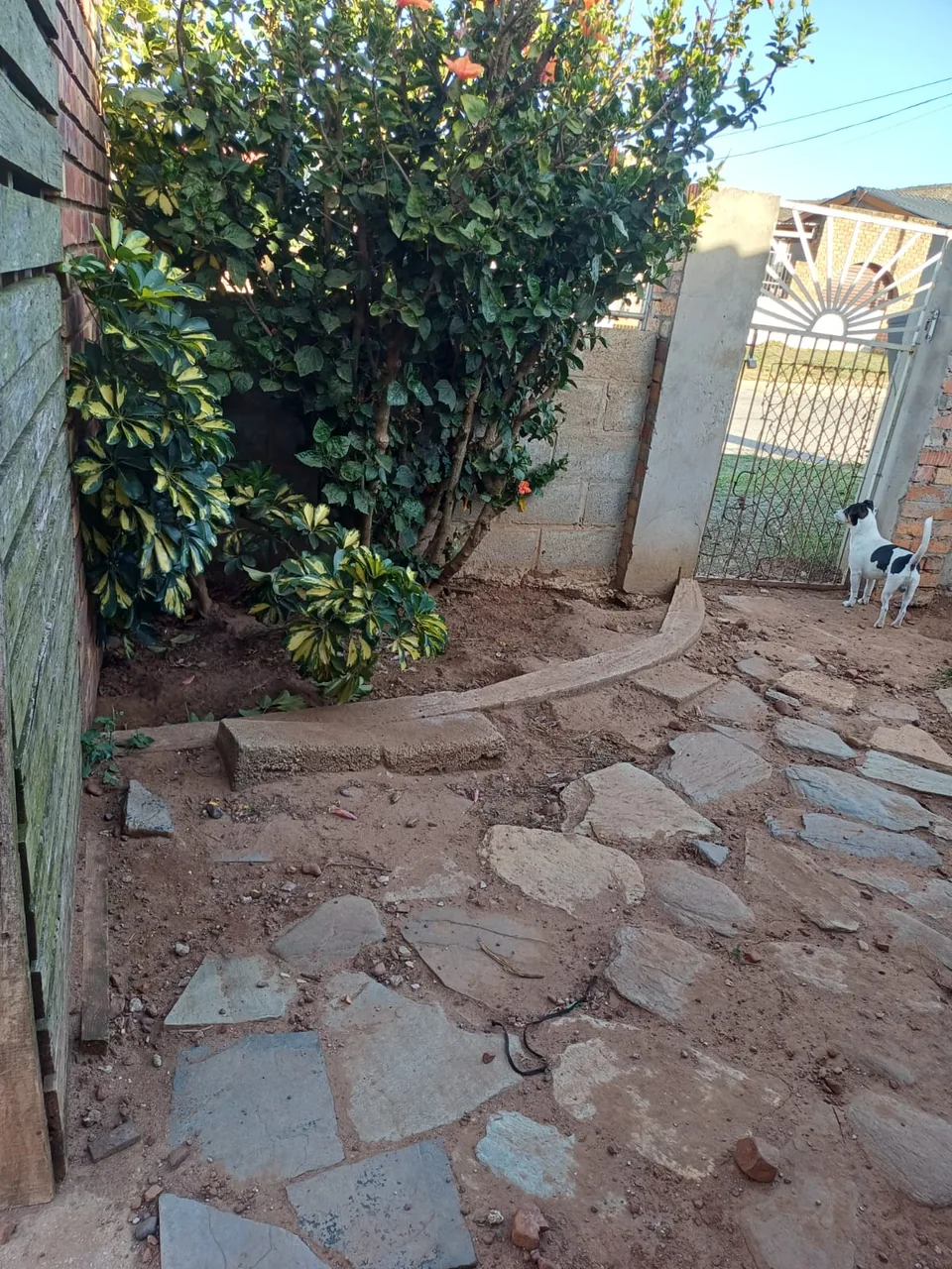 Before paving — old flagstone path