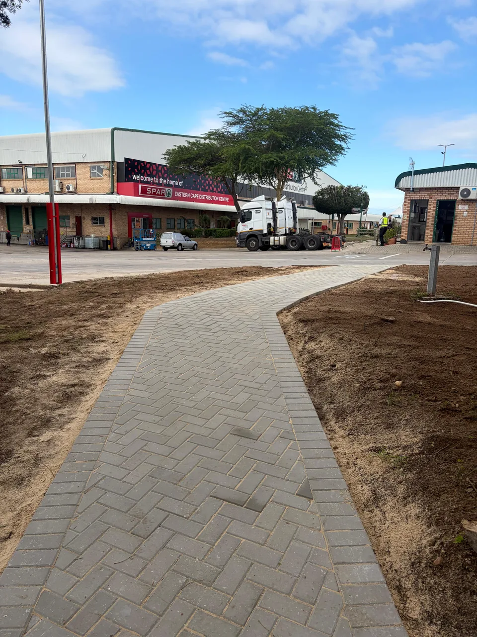 Completed curved paved walkway at the SPAR Eastern Cape Distribution Centre